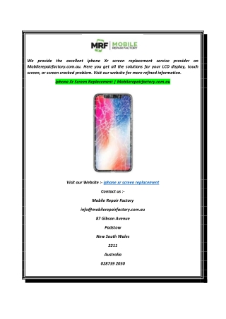 Iphone Xr Screen Replacement  Mobilerepairfactory.com.au