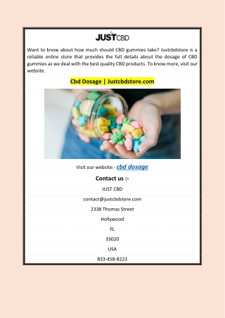Cbd Dosage  Justcbdstore.com