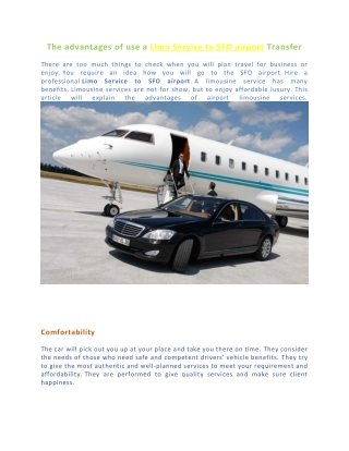 The advantages of use a Limo Service to SFO airport