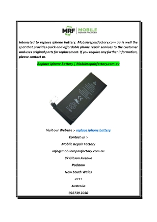 Replace Iphone Battery  Mobilerepairfactory.com.au