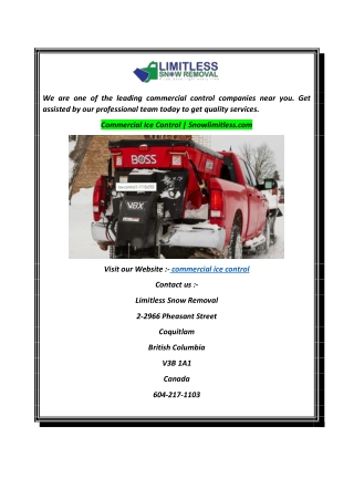 Commercial Ice Control  Snowlimitless.com