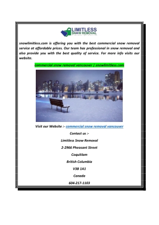commercial snow removal vancouver  snowlimitless.com