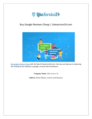 Buy Google Reviews Cheap | Likeservice24.com