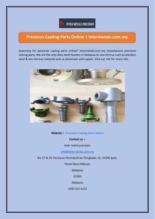 Precision Casting Parts Online  Intermetals.com.my-converted