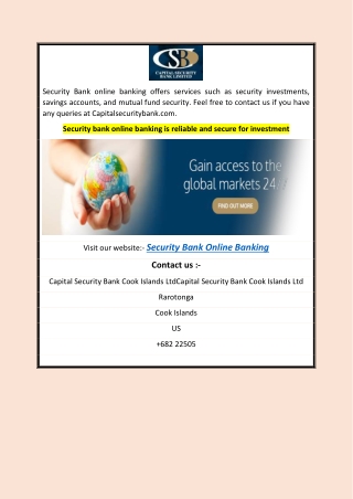 Security bank online banking is reliable and secure for investment