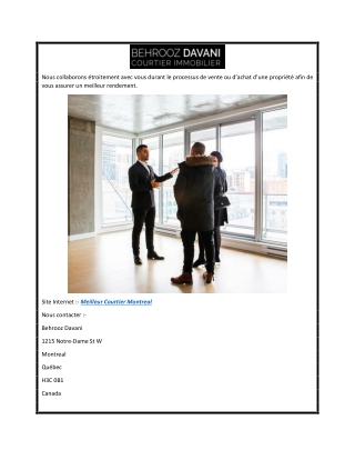 Meilleur Courtier Immobilier de Montreal   Behrooz Davani