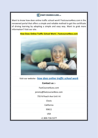 How Does Online Traffic School Work  Fastcourse4less.com