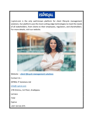 Client Lifecycle Management Solutions  I-spiral.com