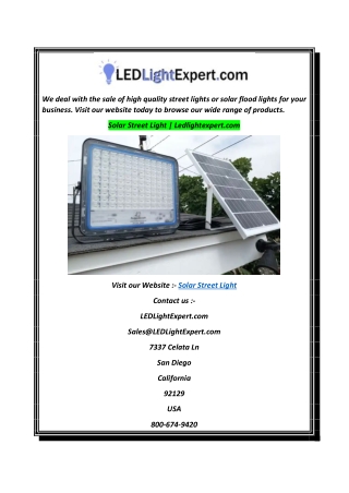 Solar Street Light  Ledlightexpert.com