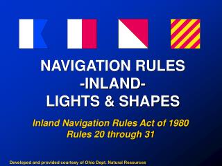 NAVIGATION RULES -INLAND- LIGHTS & SHAPES