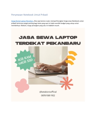 Jasa Sewa Laptop Terdekat Pekanbaru, WA 0878 9381 1922
