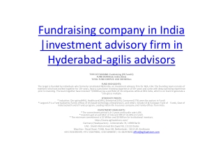 AgilisAdvisors_Fundraising company in India