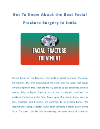 Get to Know About the Best Facial Fracture Surgery in India
