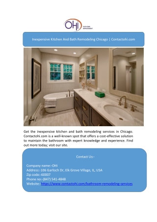 Inexpensive Kitchen And Bath Remodeling Chicago | Contactohi.com