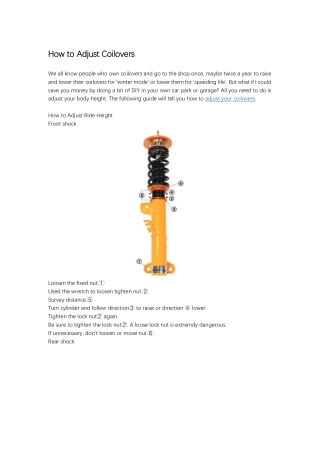 How to adjust coilovers