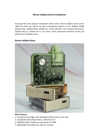 Rincoe Jellybox Series Comparison