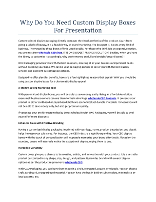 Why Do You Need Custom Display Boxes For Presentation