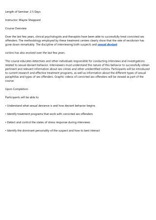 Understanding Sexual Deviant Behaviors to Conduct Successful Interviews