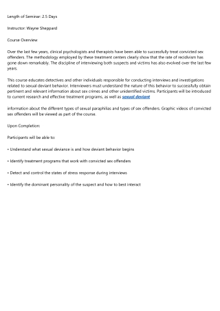 Understanding Sexual Deviant Behaviors to Conduct Successful Interviews