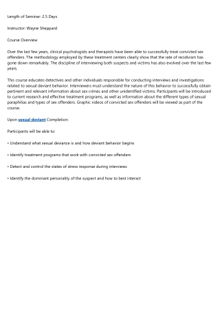 Understanding Sexual Deviant Behaviors to Conduct Successful Interviews