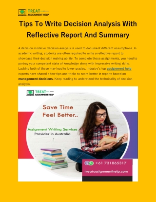 Tips To Write Decision Analysis With Reflective Report And Summary-converted