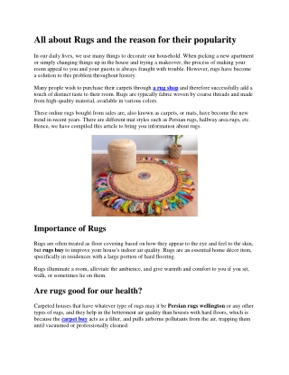All about Rugs and the reason for their popularity