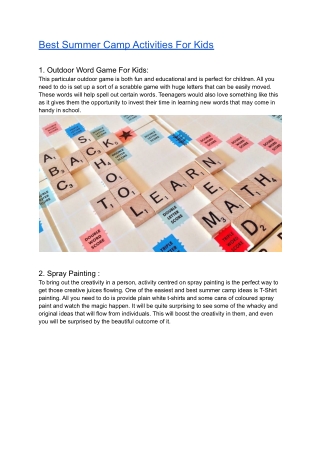 Best Summer Camp Activities For Kids