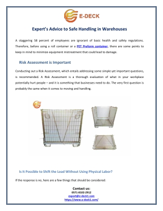 Expert’s Advice to Safe Handling in Warehouses