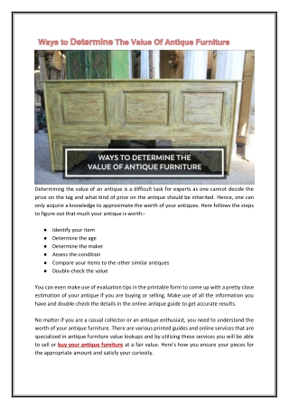 Ways to Determine The Value of Antique Furniture