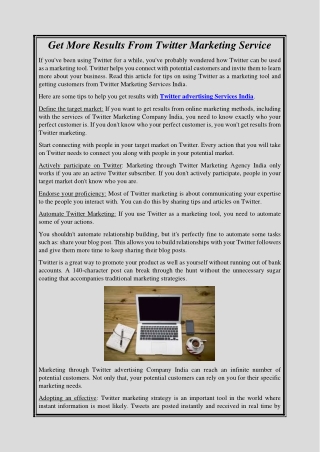 Get More Results From Twitter Marketing Service