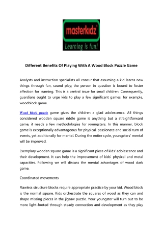Different Benefits Of Playing With A Wood Block Puzzle Game