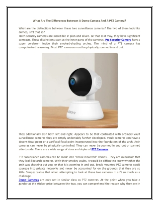 What Are The Differences Between A Dome Camera And A PTZ Camera