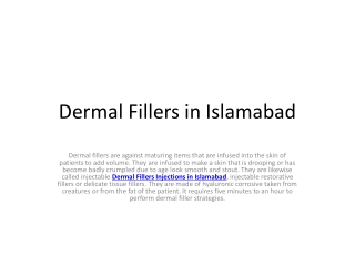 Dermal Fillers in Islamabad