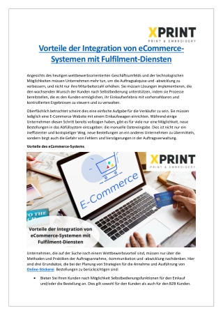 Vorteile der Integration von eCommerce-Systemen mit Fulfilment-Diensten