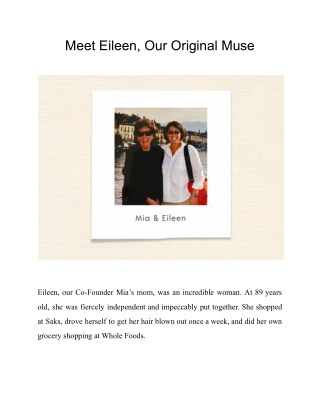 Meet Eileen, Our Original Muse