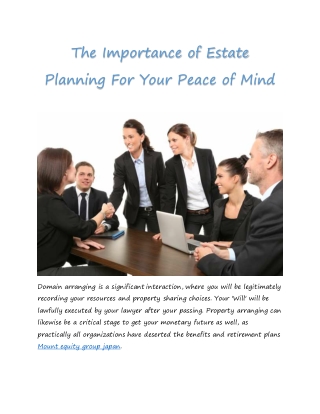 The Importance of Estate Planning For Your Peace of Mind
