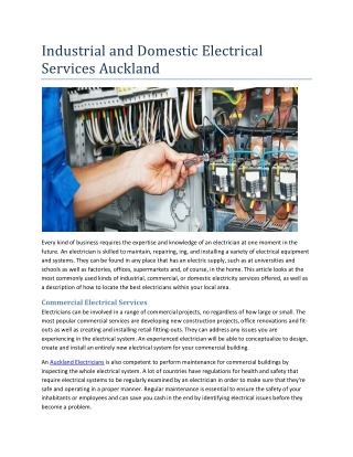 Industrial and Domestic Electrical Services Auckland