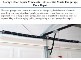 Garage Door Repair Minnesota | 3 Essential Musts For garage Door Repair