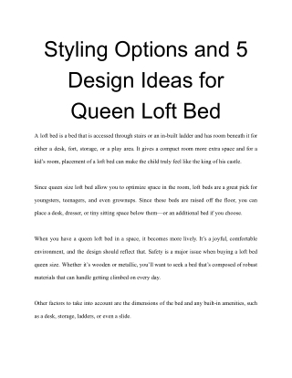 Styling Options and 5 Design Ideas for Queen Loft Bed