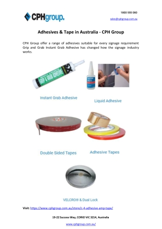 Adhesives & Tape in Australia - CPH Group