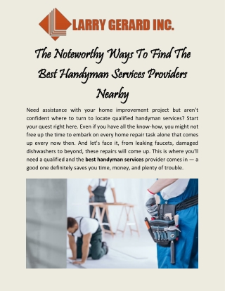 Best Handyman Services In Mississippi | Larry Gerard Inc.