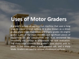 Uses of Motor Graders