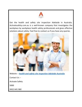 Health And Safety Site Inspection Adelaide Australia  Activatesafety.com.au