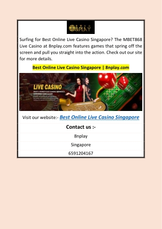 Best Online Live Casino Singapore  8nplay.com