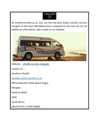 Shuttle Services Margate  Southernshuttle.co.za