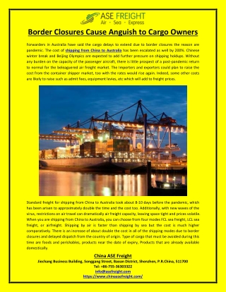 Border Closures Cause Anguish to Cargo Owners