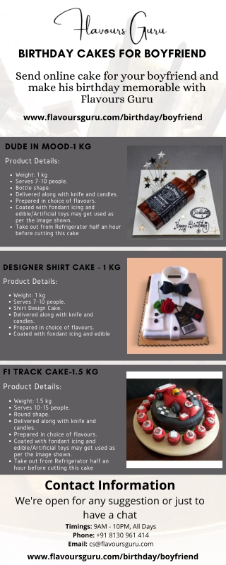Birthday Cake for Boyfriend | Order Boyfriend Birthday Cake Online in Delhi NCR