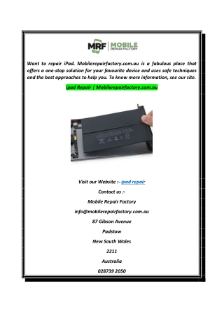 Ipad Repair  Mobilerepairfactory.com.au