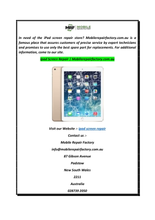 Ipad Screen Repair  Mobilerepairfactory.com.au