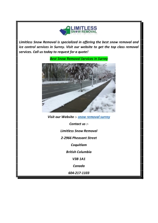 Best Snow Remova Services in Surrey